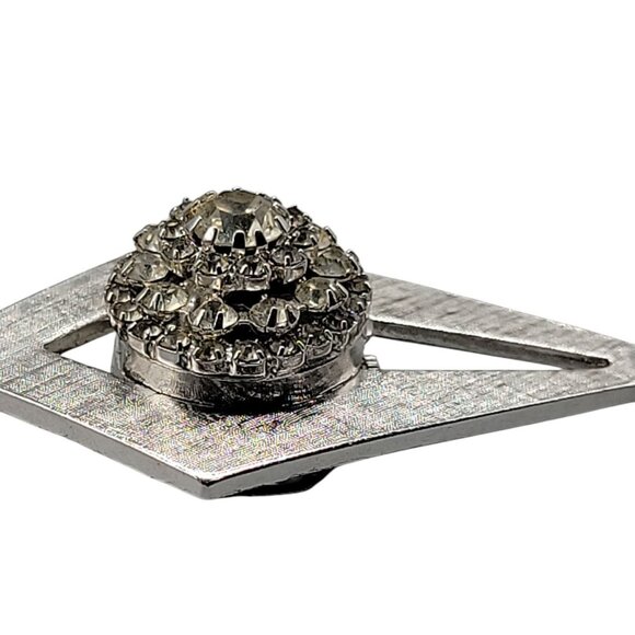 Schiaparelli Ladies Pendant Watch Vintage Rhinestone Cluster Top Silver Tone